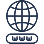 Icon graphic of a globe