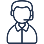 Icon graphic of a man with a headset