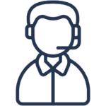 Icon graphic of a man with a headset